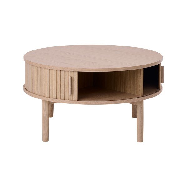 Okrúhly konferenčný stolík v dekore duba v svetlo prírodnej farbe ø 85 cm Meta – Unique Furniture-image-2