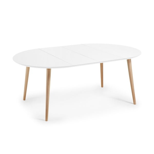 Biely rozkladací jedálenský stôl s bielou doskou ø 120 cm Oqui – Kave Home-image-4