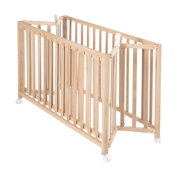 Skladacia postieľka na kolieskach v prírodnej farbe 60x120 cm Fold up – Roba-image-2