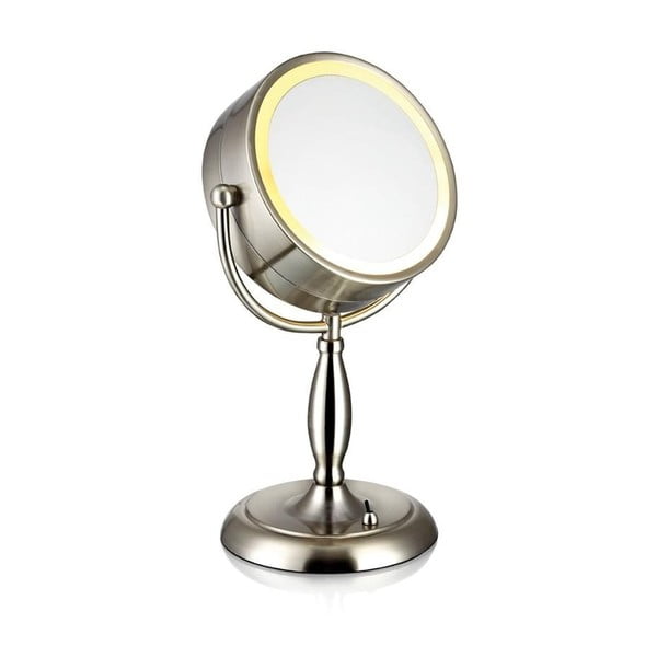 Stolová zrkadlo s osvetlením v striebornej farbe Markslöjd Face, ø 16,2 cm