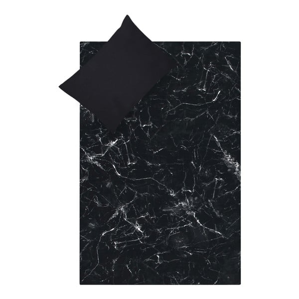 Čierne obliečky na jednolôžko z bavlneného perkálu Westwing Collection, 155 x 200 cm