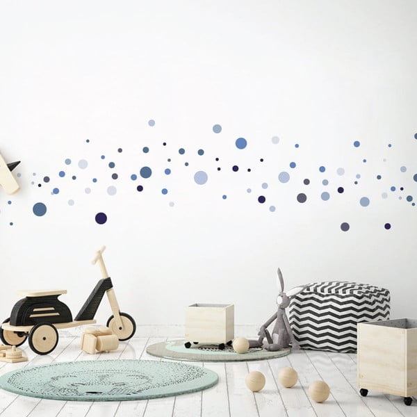 Sada 100 modrých nástenných samolepiek Ambiance Round Stickers-image-1