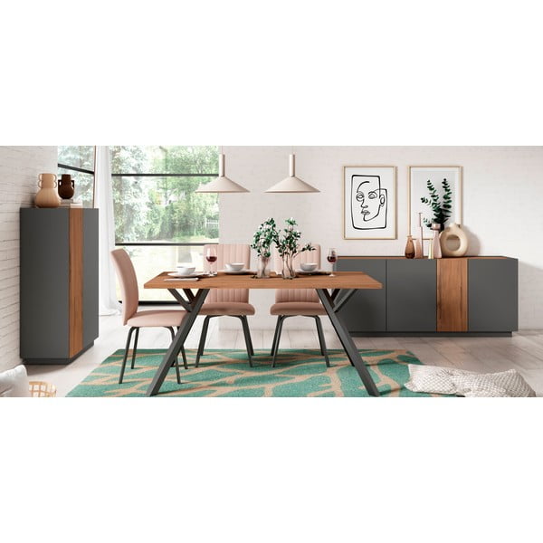 Jedálenský stôl s doskou v dekore orechového dreva 90x160 cm Paola - Marckeric-image-1