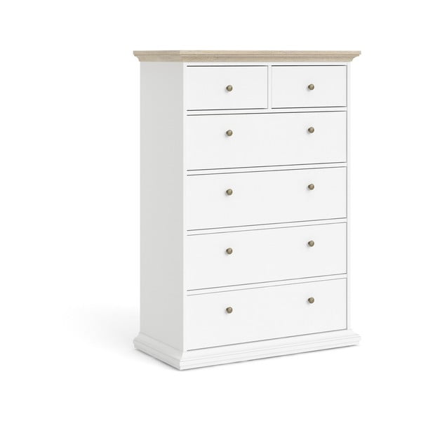 Biela komoda s detailmi v dubovom dekore Tvilum Paris, 96 x 140 cm-image-3