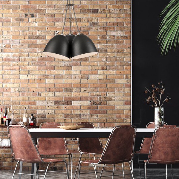 Čierne závesné svietidlo s kovovým tienidlom - LAMKUR-image-2