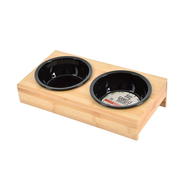 Bambusová súprava misiek s podstavcom pre psa ø 16 cm – Love Story-image-2