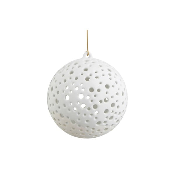 Biely vianočný závesný svietnik z kostného porcelánu Kähler Design Nobili, ⌀ 12 cm