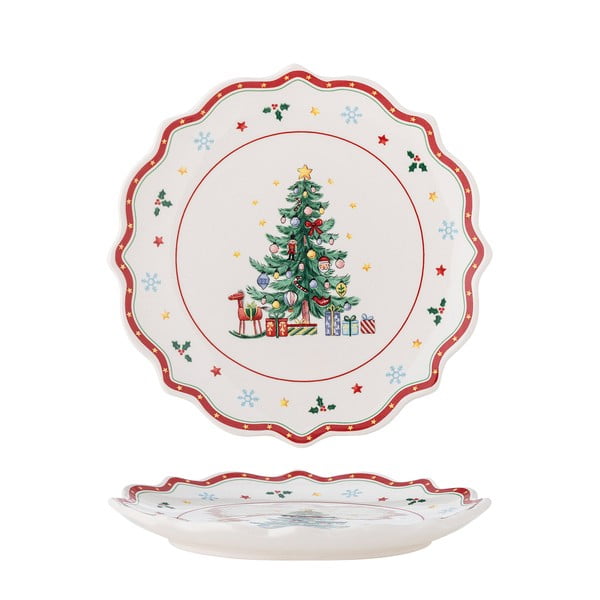Červeno-krémový servírovací keramický tanier s vianočným motívom ø 17 cm Naive – Bloomingville-image-4