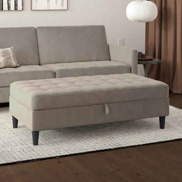 Sivá zamatová podnožka Presley – Støraa-image-1