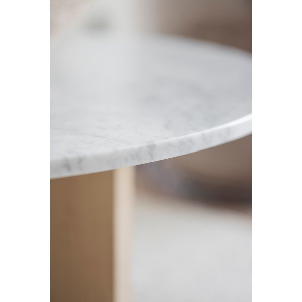 Biely mramorový okrúhly konferenčný stolík 90x90 cm Brooksville - Rowico-image-4