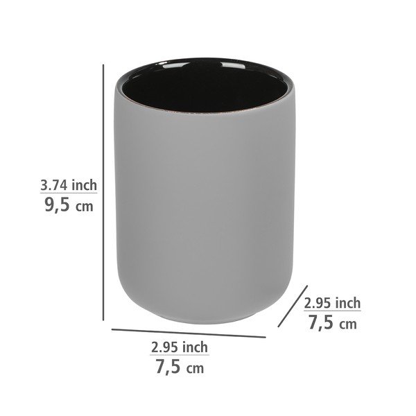 Sivý keramický pohárik na kefky Wenko Avellino-image-3