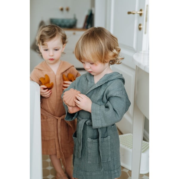 Detský modrý ľanový župan Linen Tales Nature, vel. 104 - 116-image-4