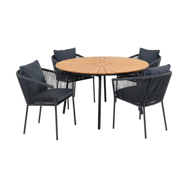 Záhradná jedálenská súprava v čierno-prírodnej farbe pre 4 Cleveland and Salermo – House Nordic