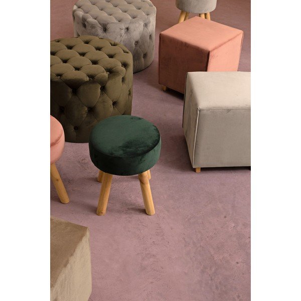 Tmavozelený zamatový taburet Lorella – Yes Everyday-image-1