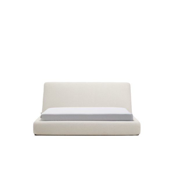 Béžová čalúnená dvojlôžková posteľ bez roštu 180x200 cm Martina – Kave Home-image-4