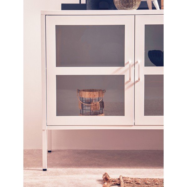 Biela oceľová vitrína 140x80x45 cm Acier – Premier Housewares-image-3