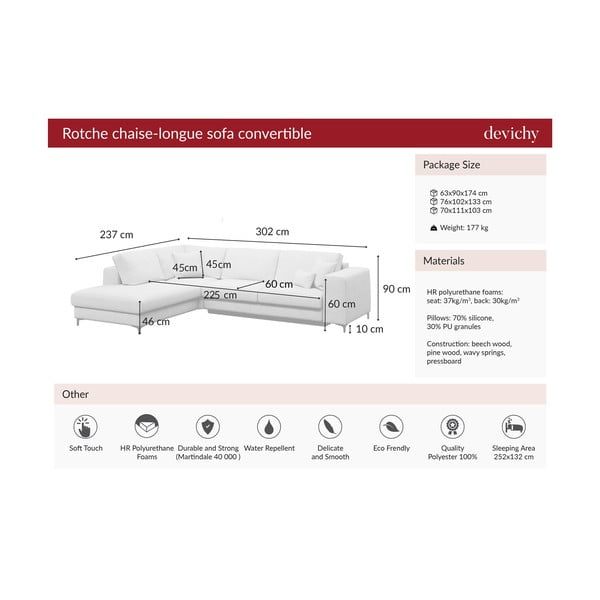 Tmavosivá rozkladacia rohová pohovka Devichy Rothe, ľavý roh-image-3