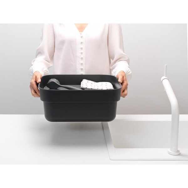 Tmavosivá plastová misa na riad s odkvapkávačom SinkSide – Brabantia-image-1