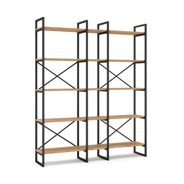 Čierny/prírodný regál v dekore duba 144x175 cm Dusan – Marckeric-image-3