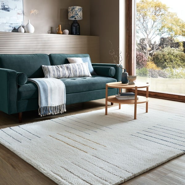 Krémový ručne tkaný vlnený koberec 200x290 cm Dottie Geometric – Flair Rugs-image-1