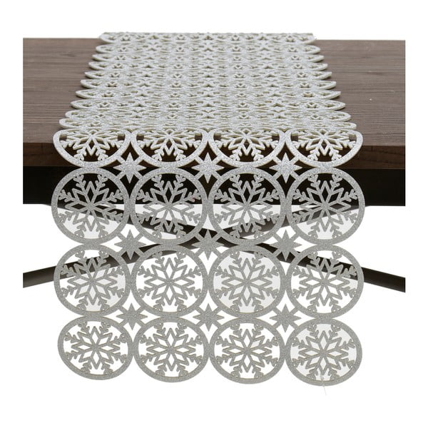 Behúň na stôl  v striebornej farbe InArt XMas Snowflake