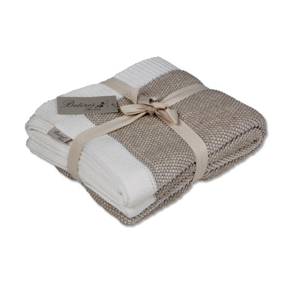 Hnedo-biela bavlnená deka Clen, 130 × 170 cm