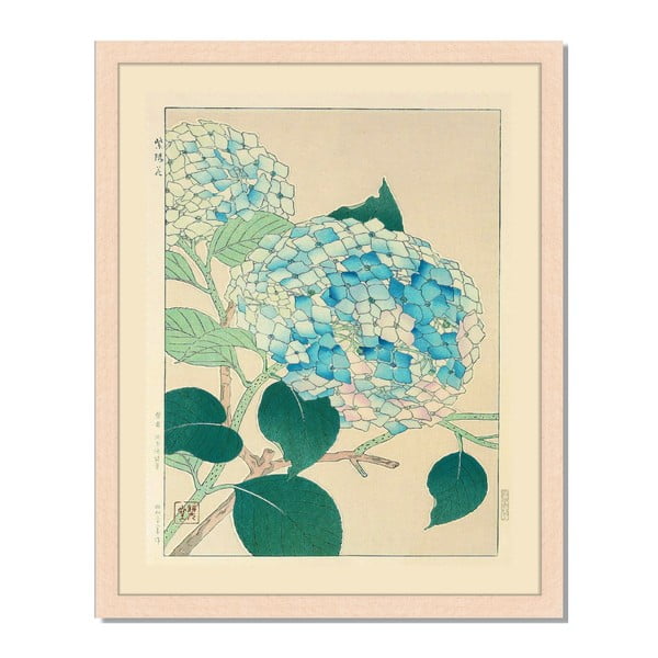 Obraz v ráme Liv Corday Asian Blue Flowers, 40 x 50 cm