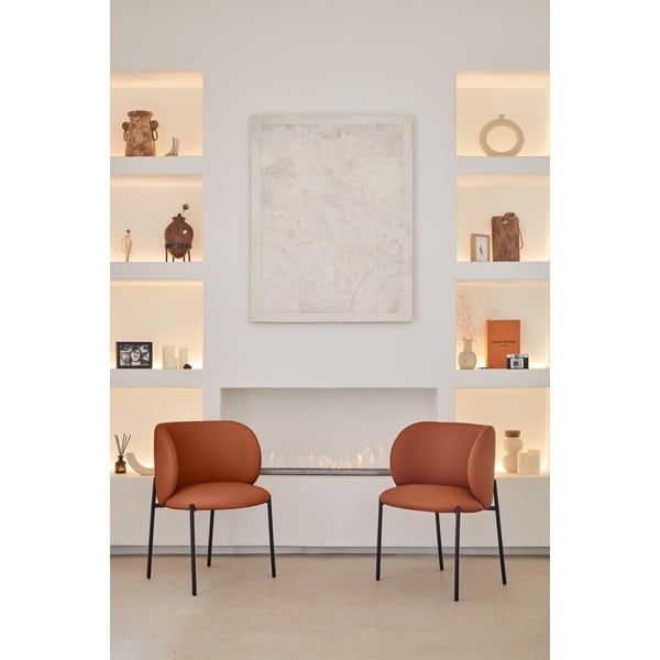 Oranžové čalúnené jedálenské kreslá v súprave 2 ks Mogi – Teulat-image-2