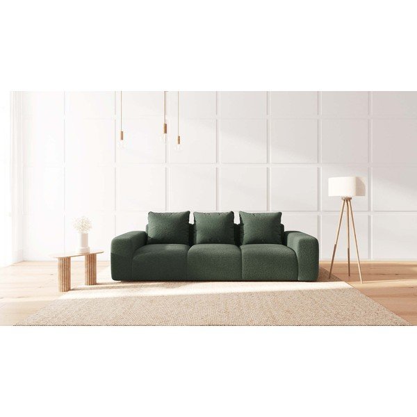 Zelená pohovka z textílie bouclé 287 cm Feiro – MESONICA-image-1