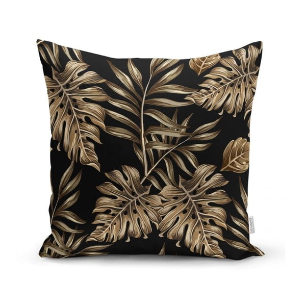 Obliečka na vankúš Minimalist Cushion Covers Golden Leafes With Black BG, 45 x 45 cm