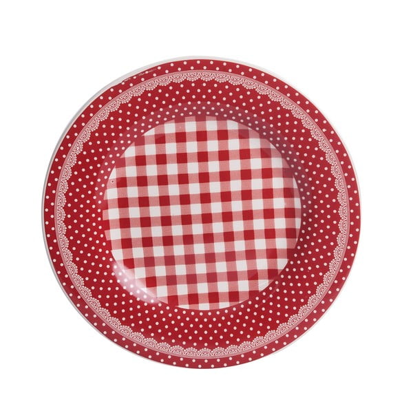 Dezertný tanier Red Dots&Checks, 20.5 cm