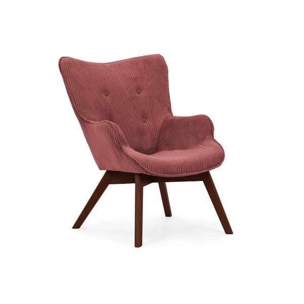 Červené menčestrové kreslo s podnožkou Niko – Ropez-image-4