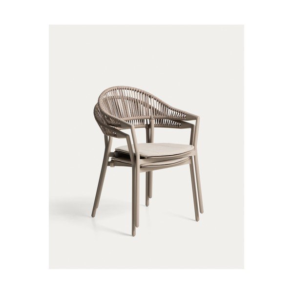 Taupe polstrovaná záhradná stolička Alimia – Kave Home-image-3