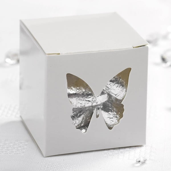 Sada 10 škatuliek na výslužku s detailom v striebornej farbe Neviti Butterfly