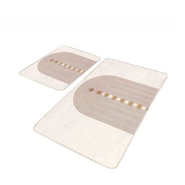 Béžové zamatové kúpeľňové predložky v súprave 2 ks 60x100 cm – Mila Home