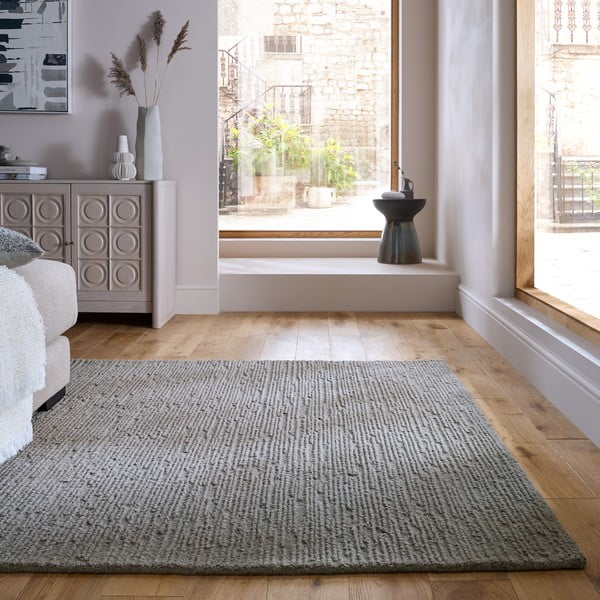 Sivý ručne tkaný vlnený koberec 120x170 cm Harris Boucle – Flair Rugs-image-1