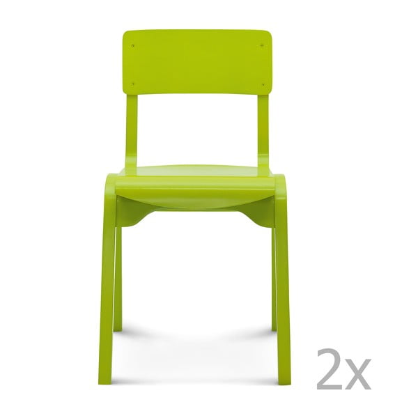 Sada 2 zelených drevených stoličiek Fameg Maren