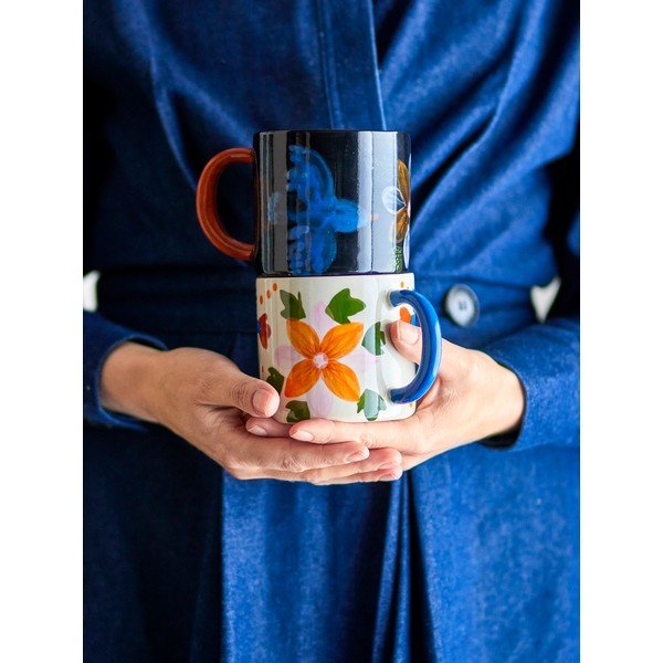 Čierne/béžové keramické hrnčeky v súprave 2 ks 300 ml Maricala – Bloomingville-image-4