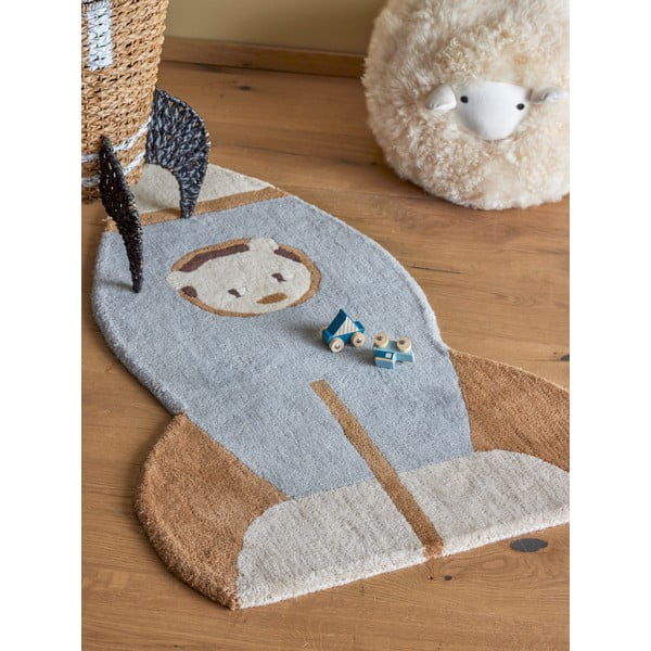Modro-hnedý vlnený detský koberec 60x100 cm Space – Bloomingville Mini-image-1