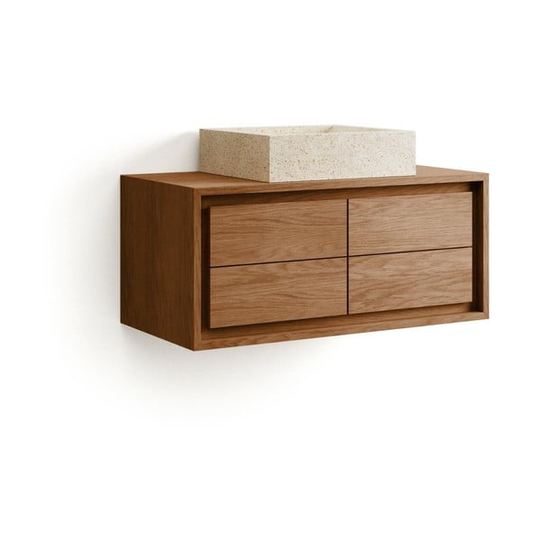 Hnedá závesná skrinka pod umývadlo z teakového dreva 90x40 cm Kenta – Kave Home-image-2