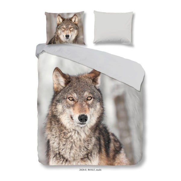Flanelové bavlnené obliečky na jednolôžko Good Morning Wolf, 140 × 200 cm