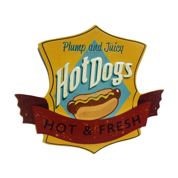 Nástenná ceduľa Novita Hot Dogs, 35 x 30 cm

