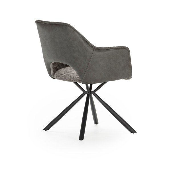 Sivé čalúnené jedálenské kreslá v súprave s podrúčkami 2 ks Mariel – Marckeric-image-3