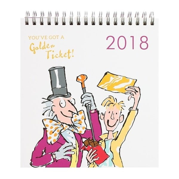 Stolový kalendár na rok 2018 Portico Designs Roald Dahl Charlie And The Chocolate Factory
