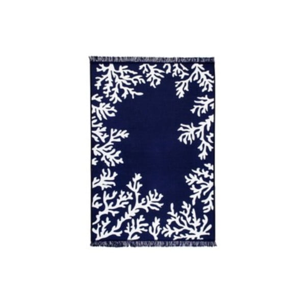 Modro-biely obojstranný koberec Coral, 160 × 250 cm