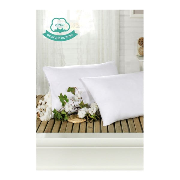 Sada 2 bielych bavlnených obliečok na vankúše Hurga Puro, 50 × 70 cm