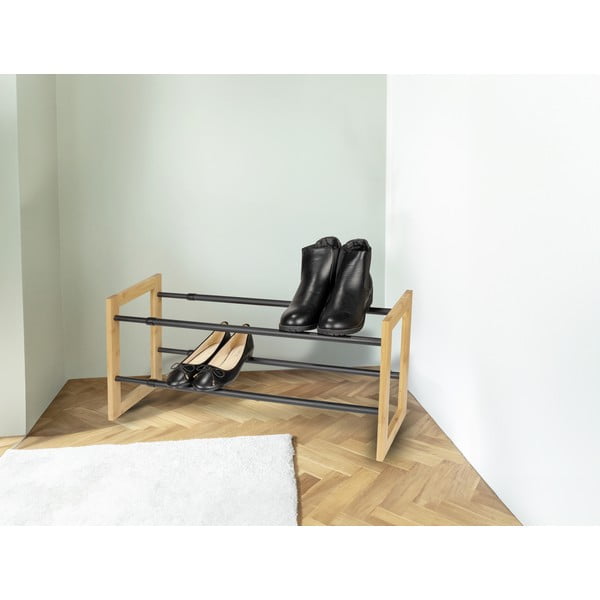 Kovový teleskopický stojan na topánky v čierno-prírodnej farbe Ecori – Wenko-image-1