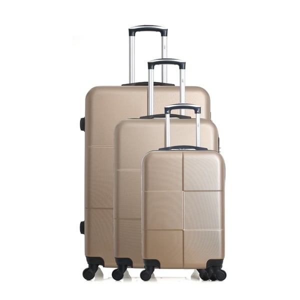 Sada 3 cestovných kufrov v zlatej farbe na kolieskach Hero Coronado