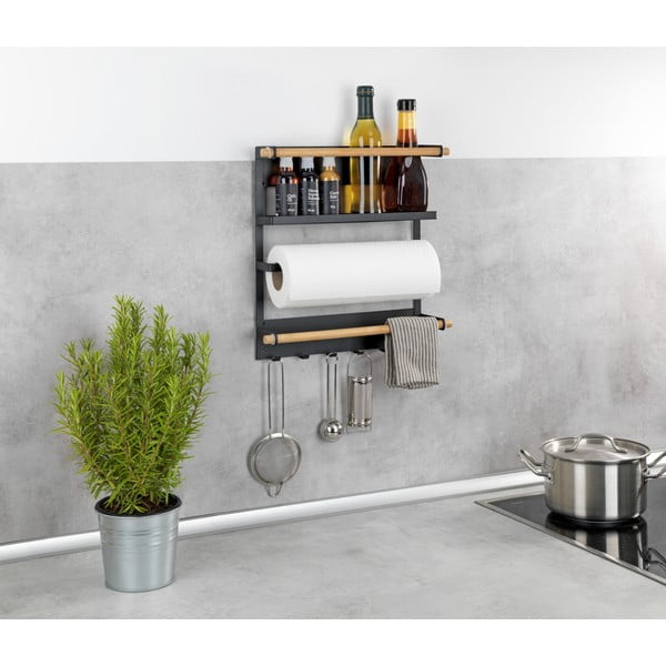 Čierny nástenný kuchynský organizér Wenko Magna-image-3