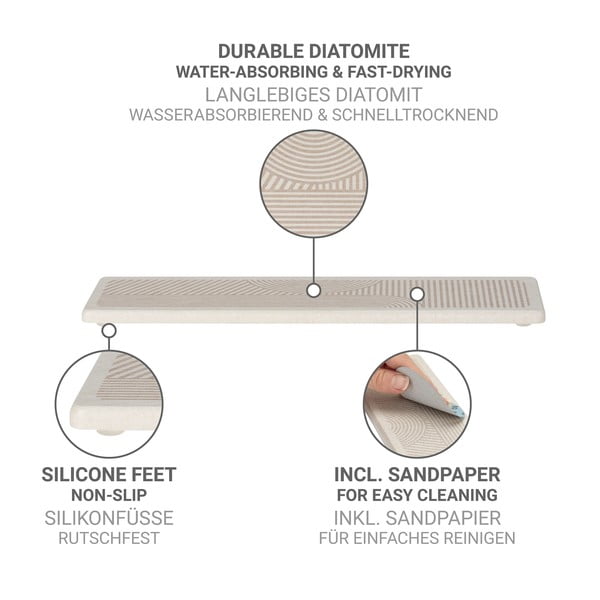 Béžová odkvapkávacia podložka na riad z kremeliny 30x8 cm Damon – Wenko-image-4